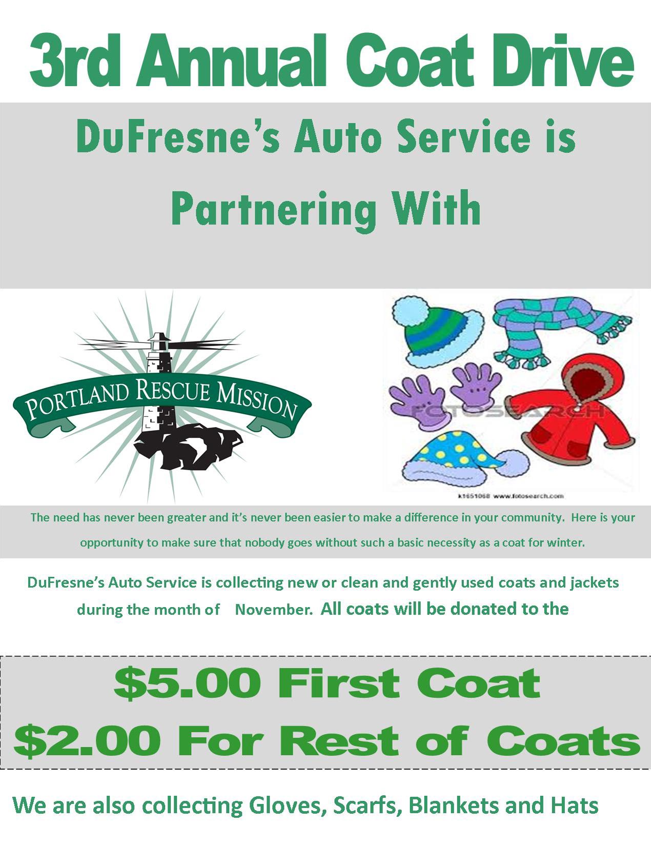 Coat Drive | DuFresne's Auto Service